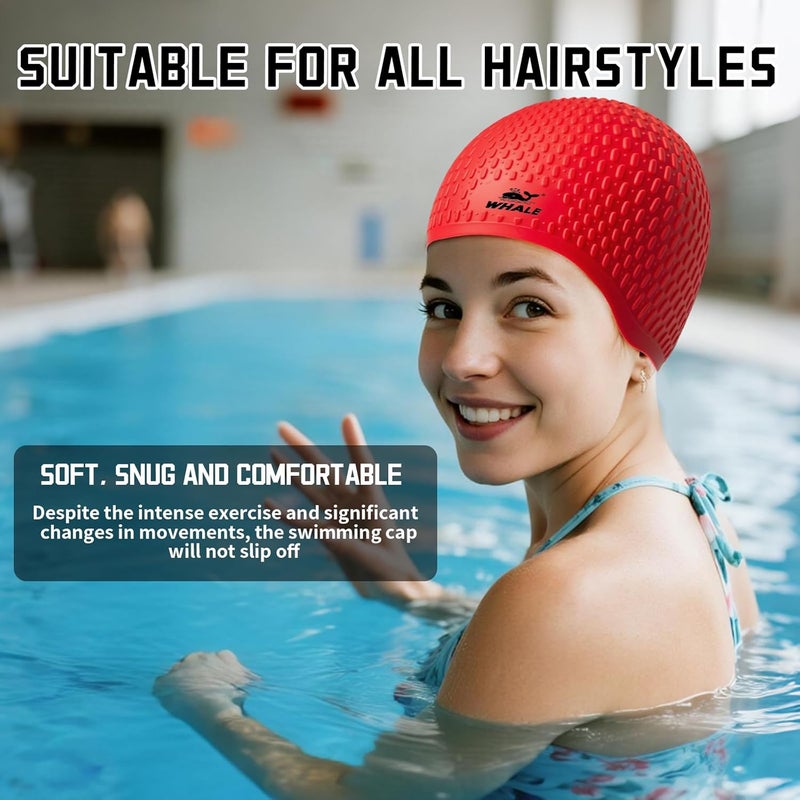 Whale Whlae Extra-Large Swim Cap, Featuring A Durable Silicone Strap and Waterproof Ear Design, Suitable for Long Hair, Thick Curly Hair and African Braids - Image 5